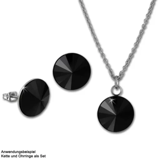 Amello Halskette Kegel Zirkonias schwarz Damen Stahlschmuck ESKS01S