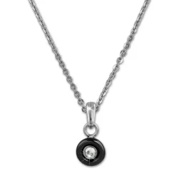 Amello Halskette Keramik Stein Zirkonia schwarz Damen Edelstahlschmuck ESKX35S5