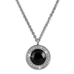 Amello Halskette Keramik Zirkonia schwarz Damen Edelstahlschmuck ESKX30S