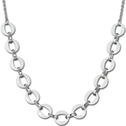 Amello Halskette Keramik Ringe weiß Damen Edelstahlschmuck ESKX47W5