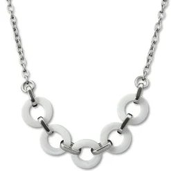Amello Halskette Keramik Ring weiß Damen Edelstahlschmuck ESKX01W
