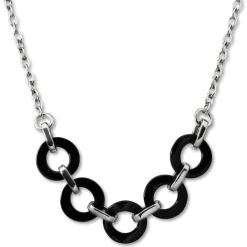 Amello Halskette Keramik Ring schwarz Damen Edelstahlschmuck ESKX01S