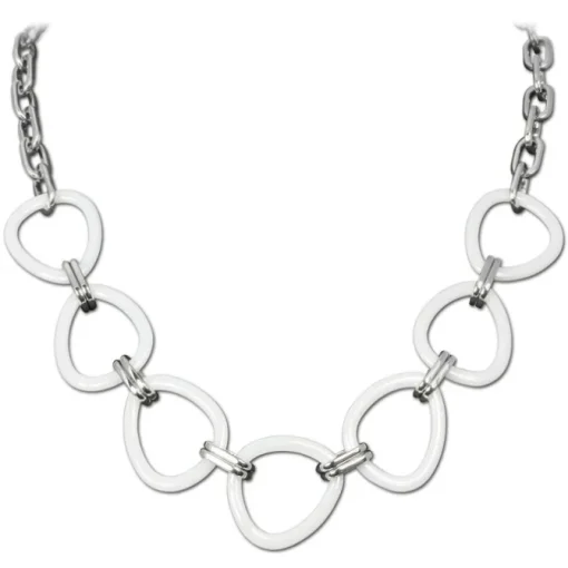 Amello Halskette Keramik Dreieck weiß Damen Edelstahlschmuck ESKX07W