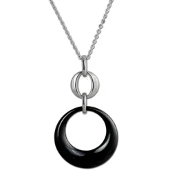 Amello Halskette Keramik Round schwarz Damen Edelstahlschmuck ESKX13S