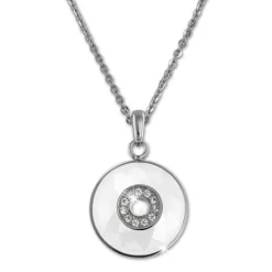 Amello Halskette Keramik Zirkonia Rund weiß Damen Edelstahlschmuck ESKX29W