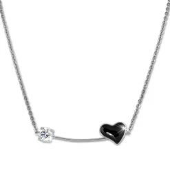 Amello Halskette Keramik Herz Zirkonia schwarz Damen Edelstahlschmuck ESKX40S5