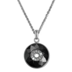Amello Halskette Keramik Zirkonia Rund schwarz Damen Edelstahlschmuck ESKX29S