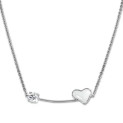 Amello Halskette Keramik Herz Zirkonia weiß Damen Edelstahlschmuck ESKX40W5