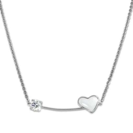 Amello Halskette Keramik Herz Zirkonia weiß Damen Edelstahlschmuck ESKX40W5