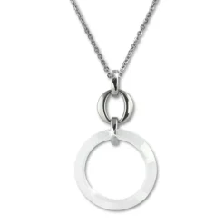 Amello Halskette Keramik Circle weiß Damen Edelstahlschmuck ESKX46W5