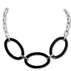 Amello Halskette Keramik Oval schwarz Damen Edelstahlschmuck ESKX04S