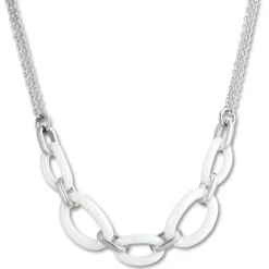Amello Halskette Keramik Ovale weiß Damen Edelstahlschmuck ESKX16W