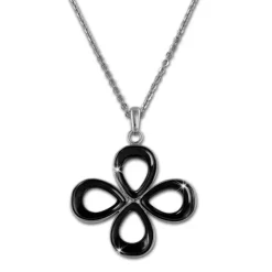 Amello Halskette Keramik Blume schwarz Damen Edelstahlschmuck ESKX28S