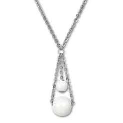Amello Halskette Keramik Kugeln weiß Damen Edelstahlschmuck ESKX44W5