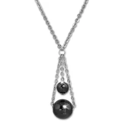 Amello Halskette Keramik Kugeln schwarz Damen Edelstahlschmuck ESKX44S5