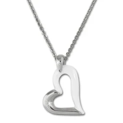Amello Halskette Keramik Herz weiß Damen Edelstahlschmuck ESKX26W