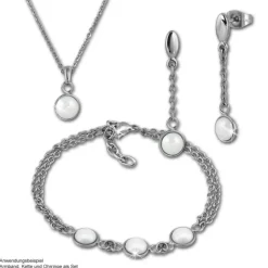 Amello Halskette Keramik Halbkugel weiß Damen Edelstahlschmuck ESKX36W5