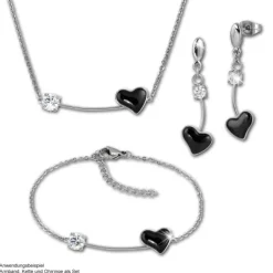 Amello Halskette Keramik Herz Zirkonia schwarz Damen Edelstahlschmuck ESKX40S5