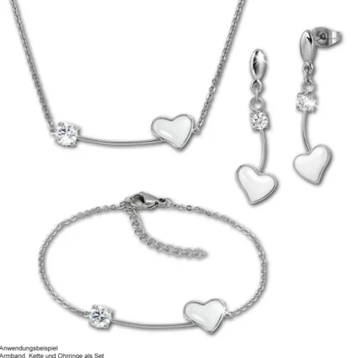 Amello Halskette Keramik Herz Zirkonia weiß Damen Edelstahlschmuck ESKX40W5