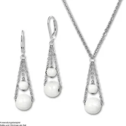 Amello Halskette Keramik Kugeln weiß Damen Edelstahlschmuck ESKX44W5