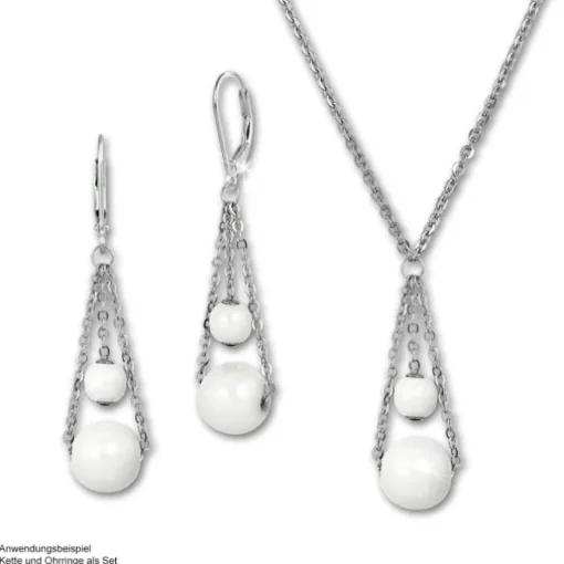 Amello Halskette Keramik Kugeln weiß Damen Edelstahlschmuck ESKX44W5