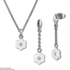 Amello Halskette Keramik Blümchen weiß Damen Edelstahlschmuck ESKX41W5
