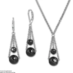 Amello Halskette Keramik Kugeln schwarz Damen Edelstahlschmuck ESKX44S5