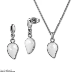 Amello Halskette Keramik Tropfen weiß Damen Edelstahlschmuck ESKX45W5
