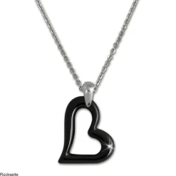 Amello Halskette Keramik Herz schwarz Damen Edelstahlschmuck ESKX26S