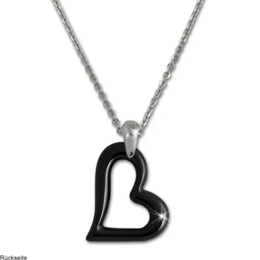 Amello Halskette Keramik Herz schwarz Damen Edelstahlschmuck ESKX26S