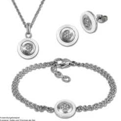 Amello Halskette Keramik Zirkonia Rund weiß Damen Edelstahlschmuck ESKX31W