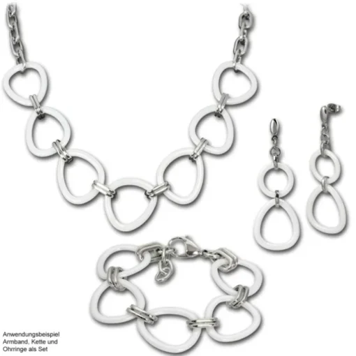 Amello Halskette Keramik Dreieck weiß Damen Edelstahlschmuck ESKX07W