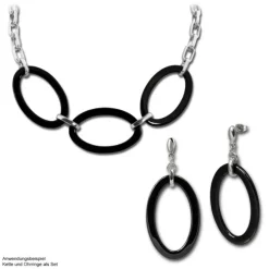 Amello Halskette Keramik Oval schwarz Damen Edelstahlschmuck ESKX04S