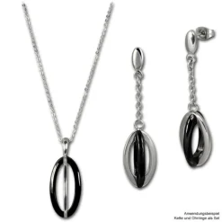 Amello Halskette Keramik Ellipse schwarz Damen Edelstahlschmuck ESKX09S