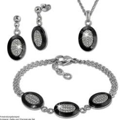 Amello Halskette Keramik Zirkonia Oval schwarz Damen Edelstahlschmuck ESKX32S