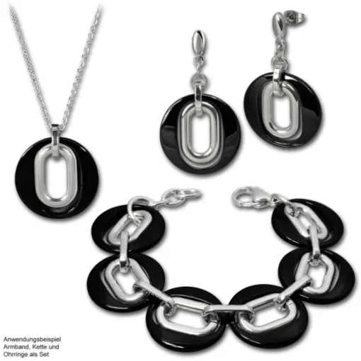 Amello Halskette Keramik Magic schwarz Damen Edelstahlschmuck ESKX03S