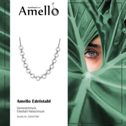 Amello Halskette Keramik Ringe weiß Damen Edelstahlschmuck ESKX47W5