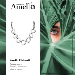 Amello Halskette Keramik Dreieck weiß Damen Edelstahlschmuck ESKX07W