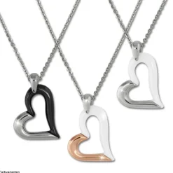 Amello Halskette Keramik Herz weiß Damen Edelstahlschmuck ESKX26W