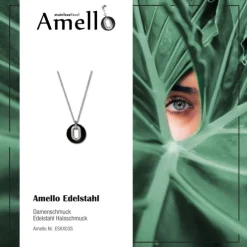 Amello Halskette Keramik Magic schwarz Damen Edelstahlschmuck ESKX03S