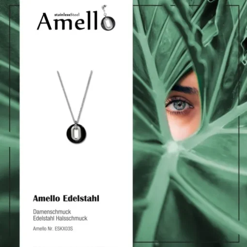 Amello Halskette Keramik Magic schwarz Damen Edelstahlschmuck ESKX03S