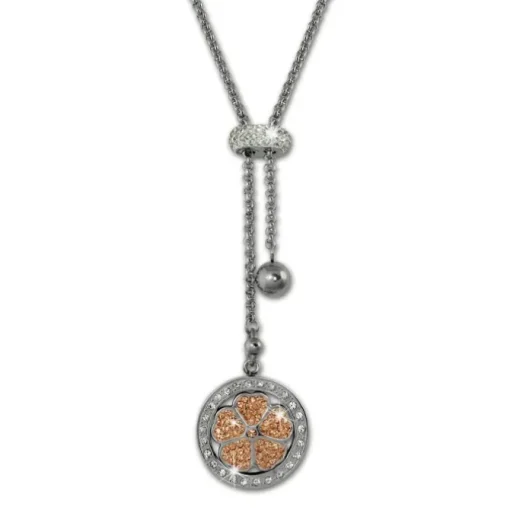 Amello Halskette Kleeblatt rose Damen Edelstahlschmuck ESKQ02E
