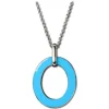 Amello Halskette Oval Emaille türkis/weiß Damen Edelstahlschmuck ESKG01T