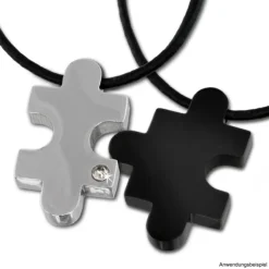 Amello Halskette Puzzle weiße Zirkonia Edelstahlschmuck Puzzel Unisex ESK021W