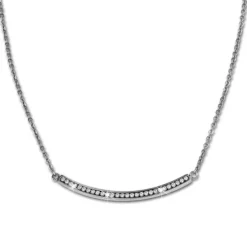 Amello Halskette Welle Zirkonia weiß Kette Damen Edelstahlschmuck ESK102J