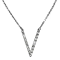 Amello Halskette Zirkonia weiß V-Kette Damen Edelstahlschmuck ESK100J