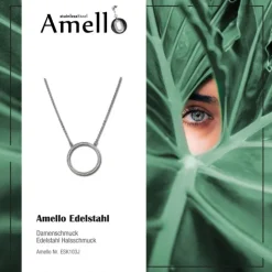Amello Halskette Zirkonia weiß O-Kette Damen Edelstahlschmuck ESK103J