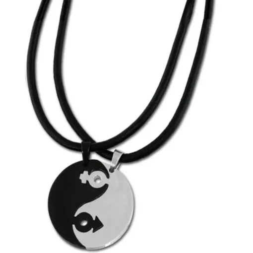 Amello Halsketten-Set YinYang schwarz/weiß Edelstahlschmuck Unisex ESK001S