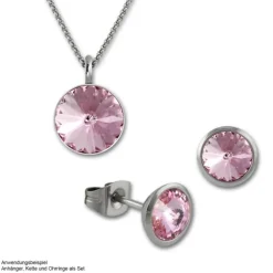 Amello Kettenanhänger Edelstahl Zirkonias Zirkonia rosa ESHS02A