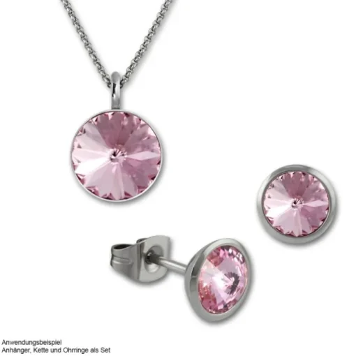 Amello Kettenanhänger Edelstahl Zirkonias Zirkonia rosa ESHS02A